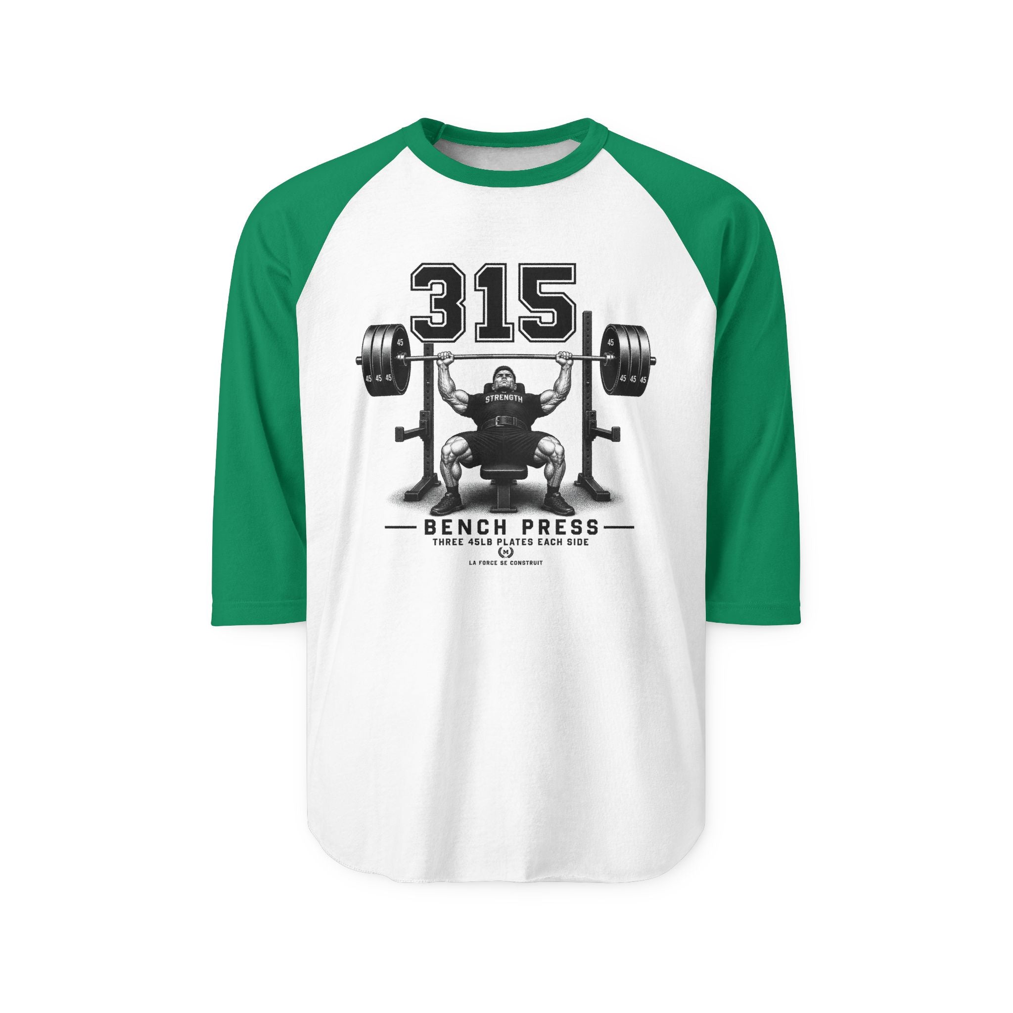 315 Bench Press Raglan Shirt — Weightlifting Gym Tee