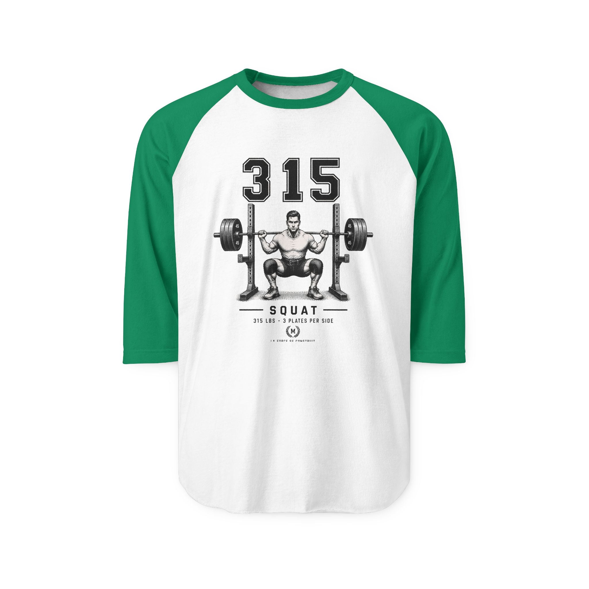 315 Squat Barbell Weightlifting Raglan Shirt | Powerlifting Crewneck