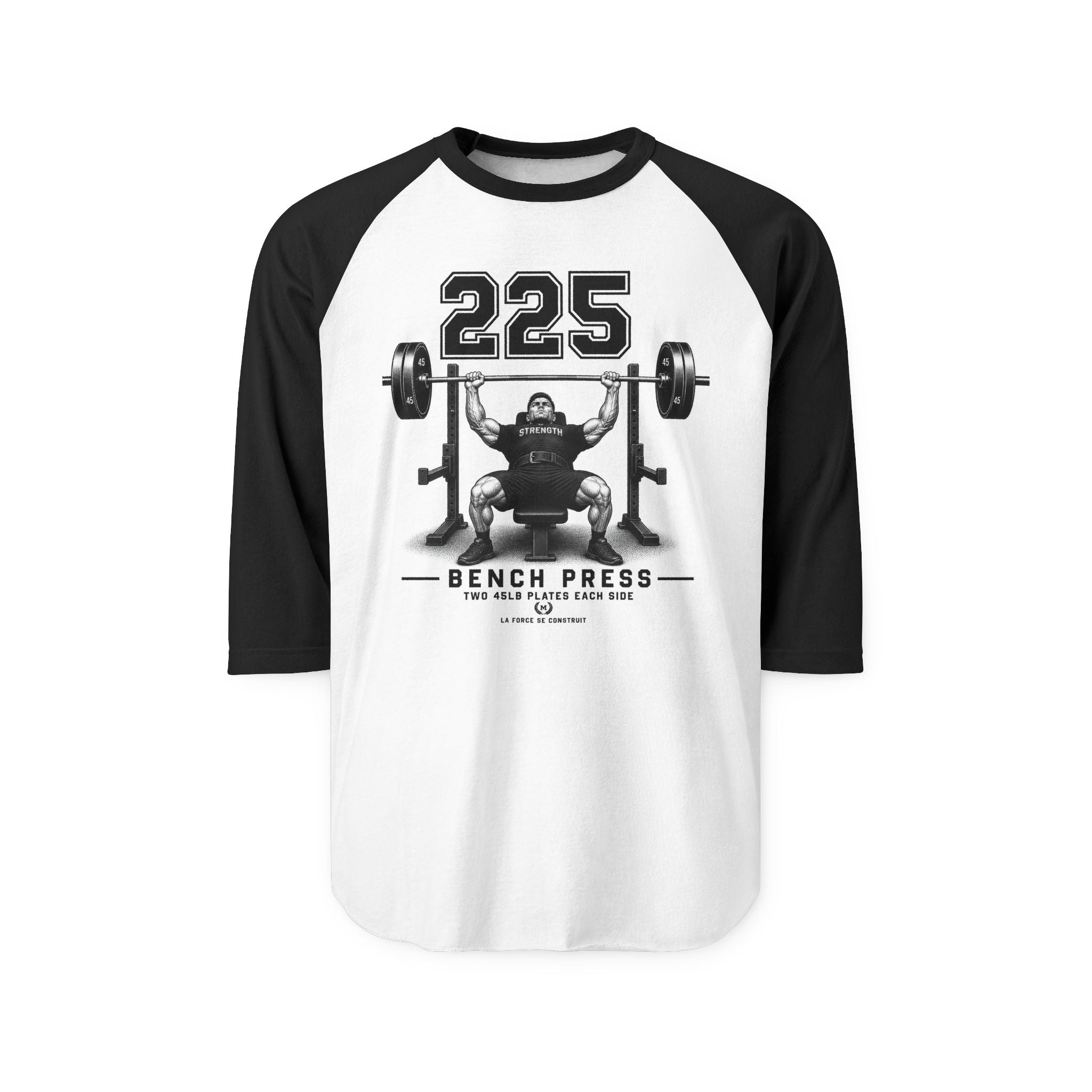 Raglan Shirt — 225 Bench Press Vintage Weightlifting Tee