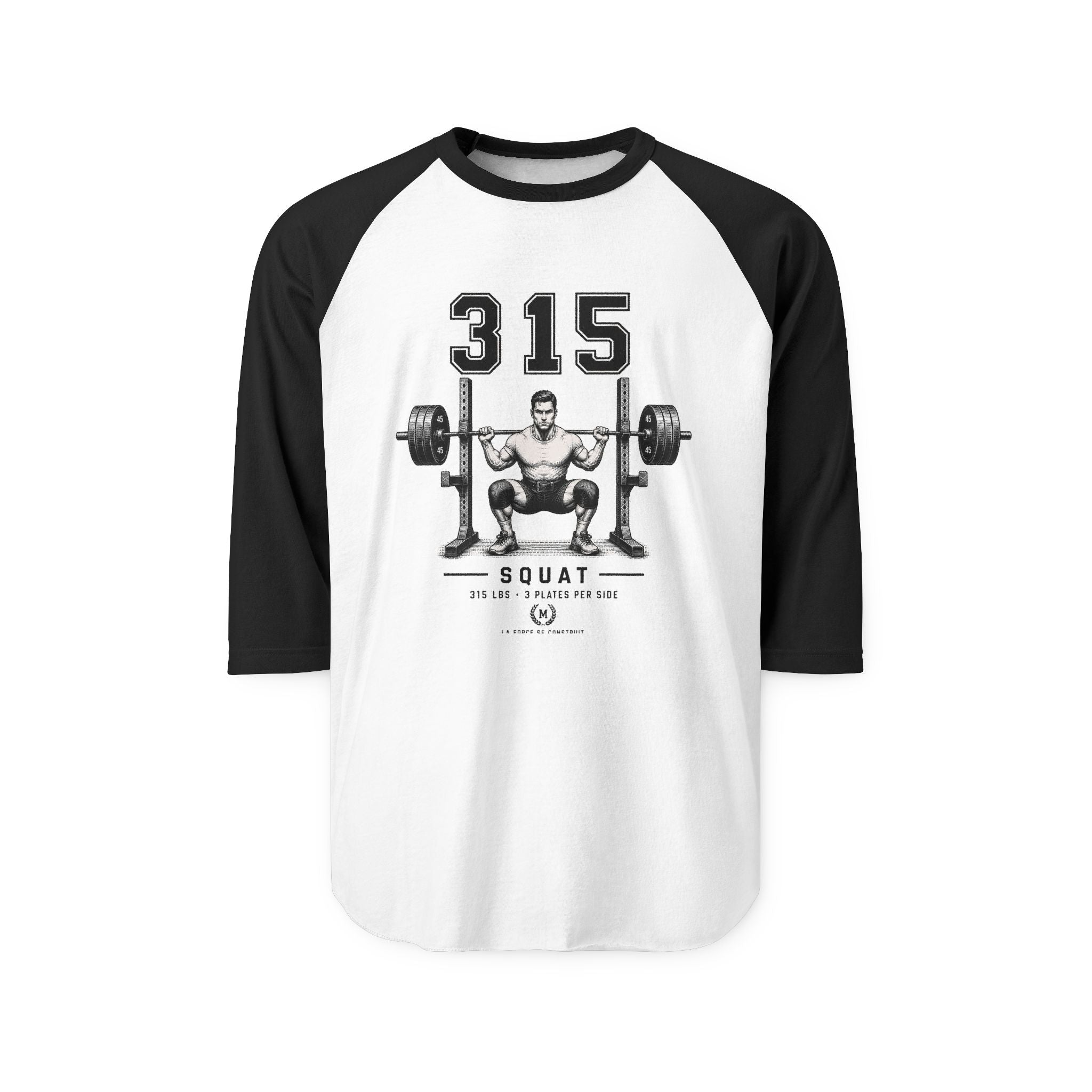315 Squat Barbell Weightlifting Raglan Shirt | Powerlifting Crewneck