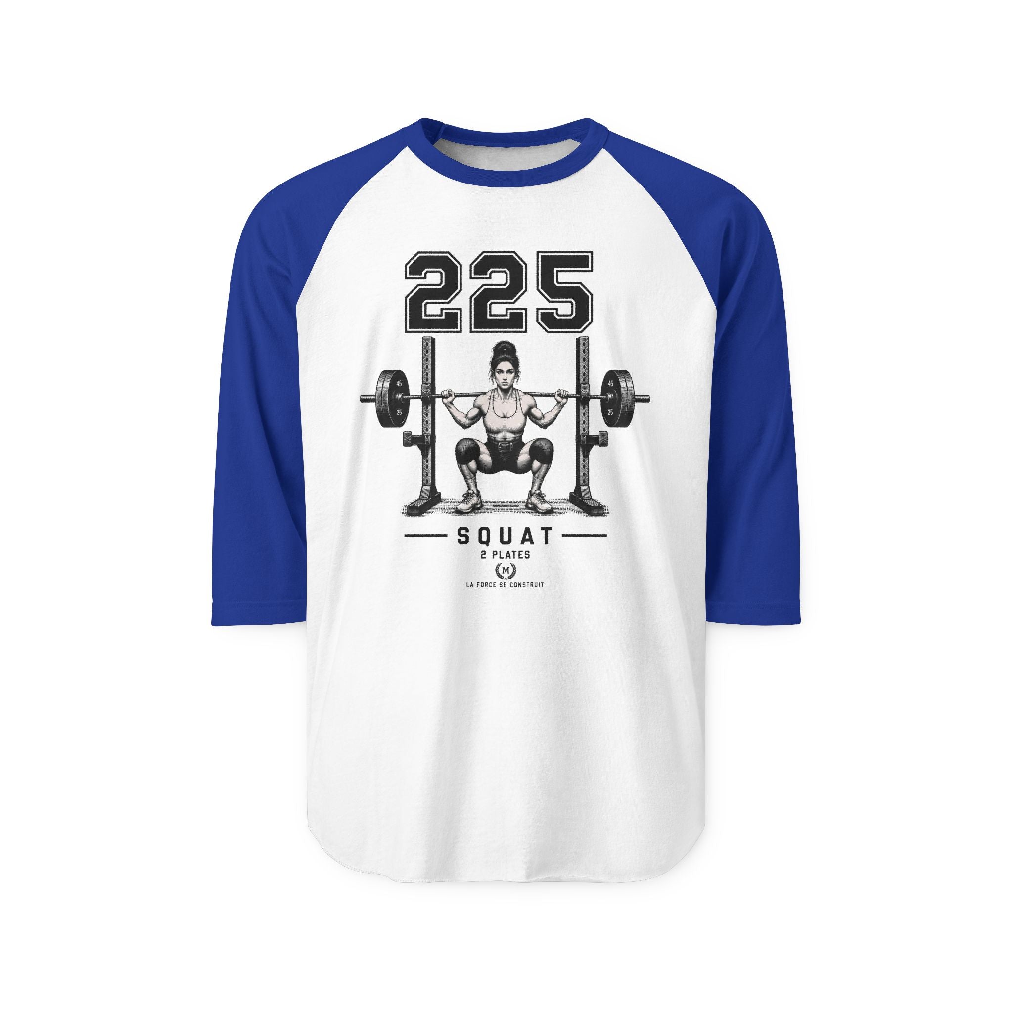 225 Squat Barbell Raglan Shirt | Weightlifting Powerlifting Graphic
