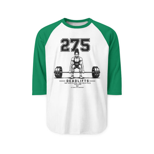 275 Deadlifts Raglan Shirt — Vintage Weightlifting Tee for Powerlifters