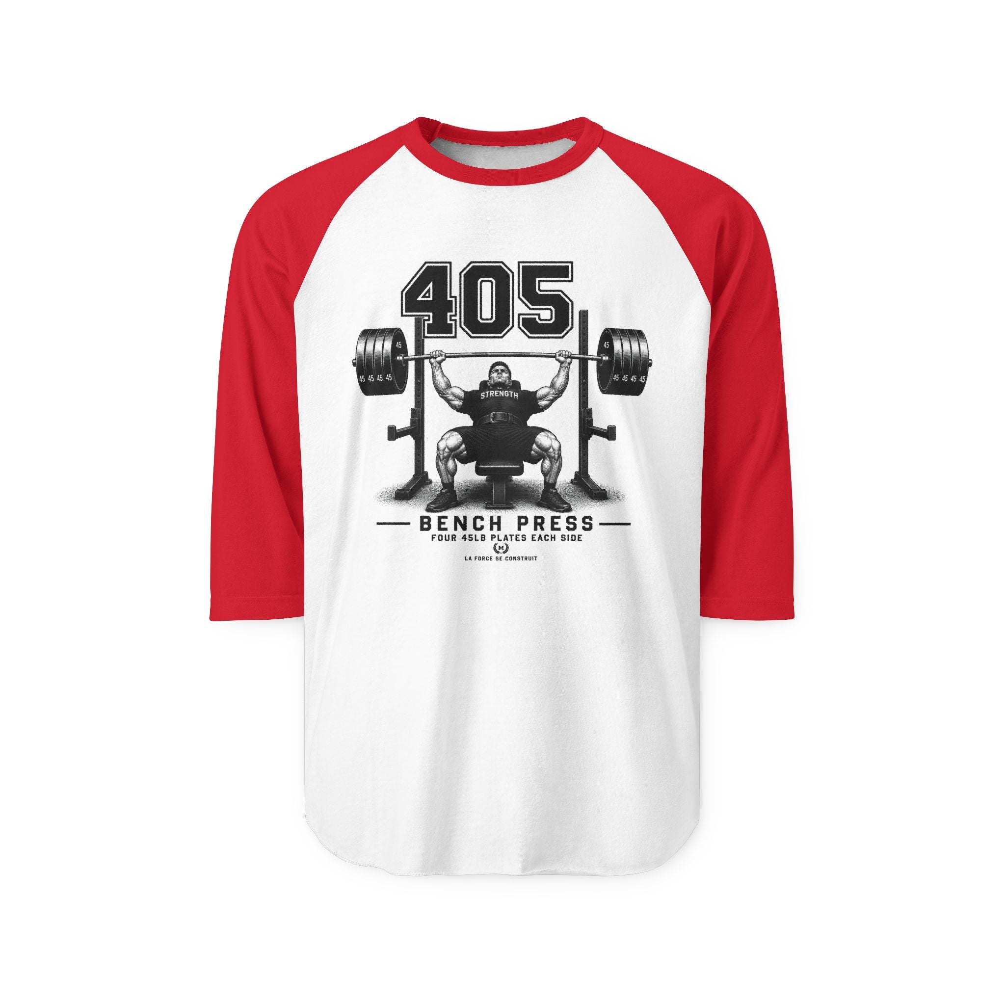 405 Bench Press Raglan Shirt — Vintage Powerlifting Tee