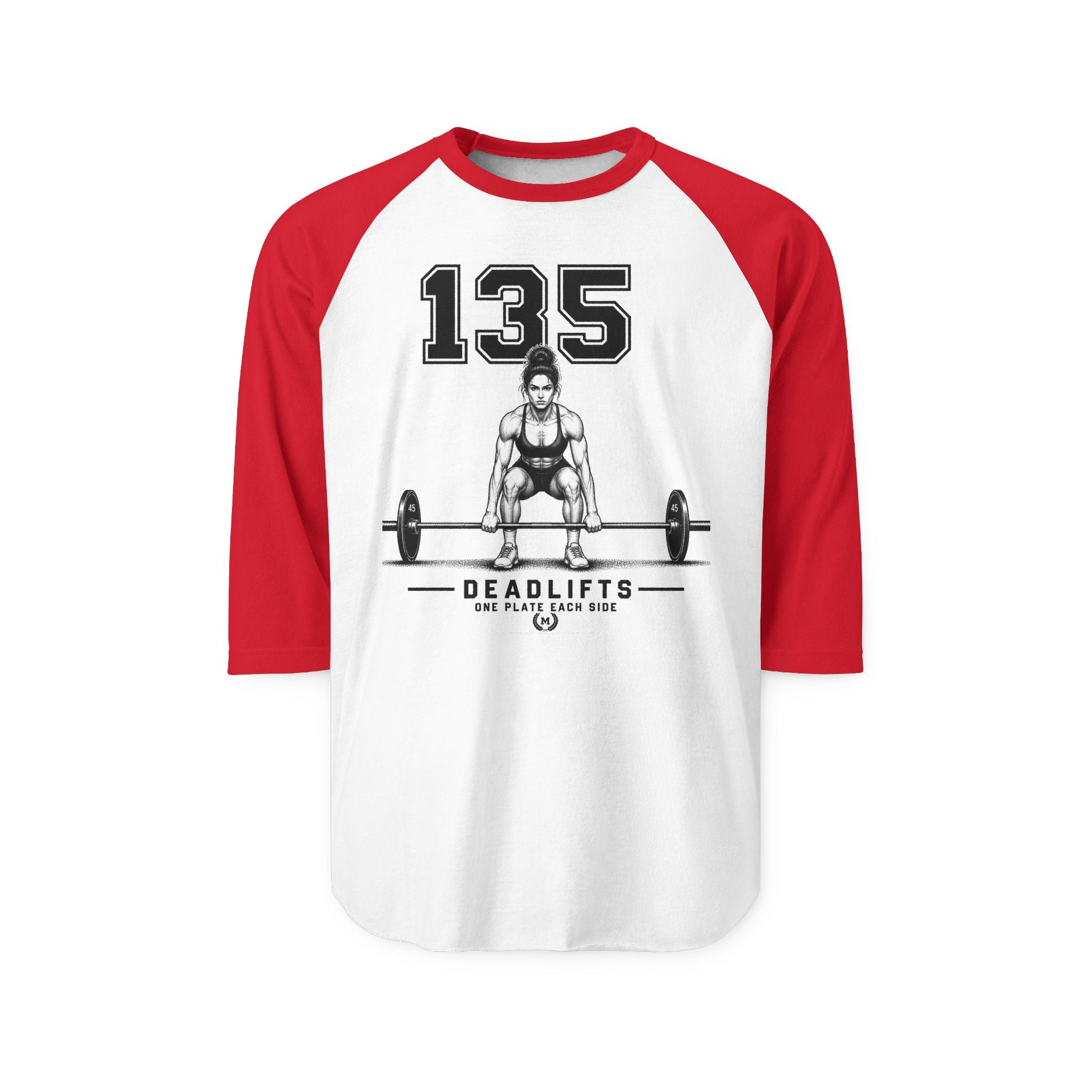 Deadlift 135 Raglan Shirt — Weightlifting Gym Fitness Tee