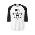 185 Squat Barbell Illustration Raglan Shirt | Weightlifting Workout Tee