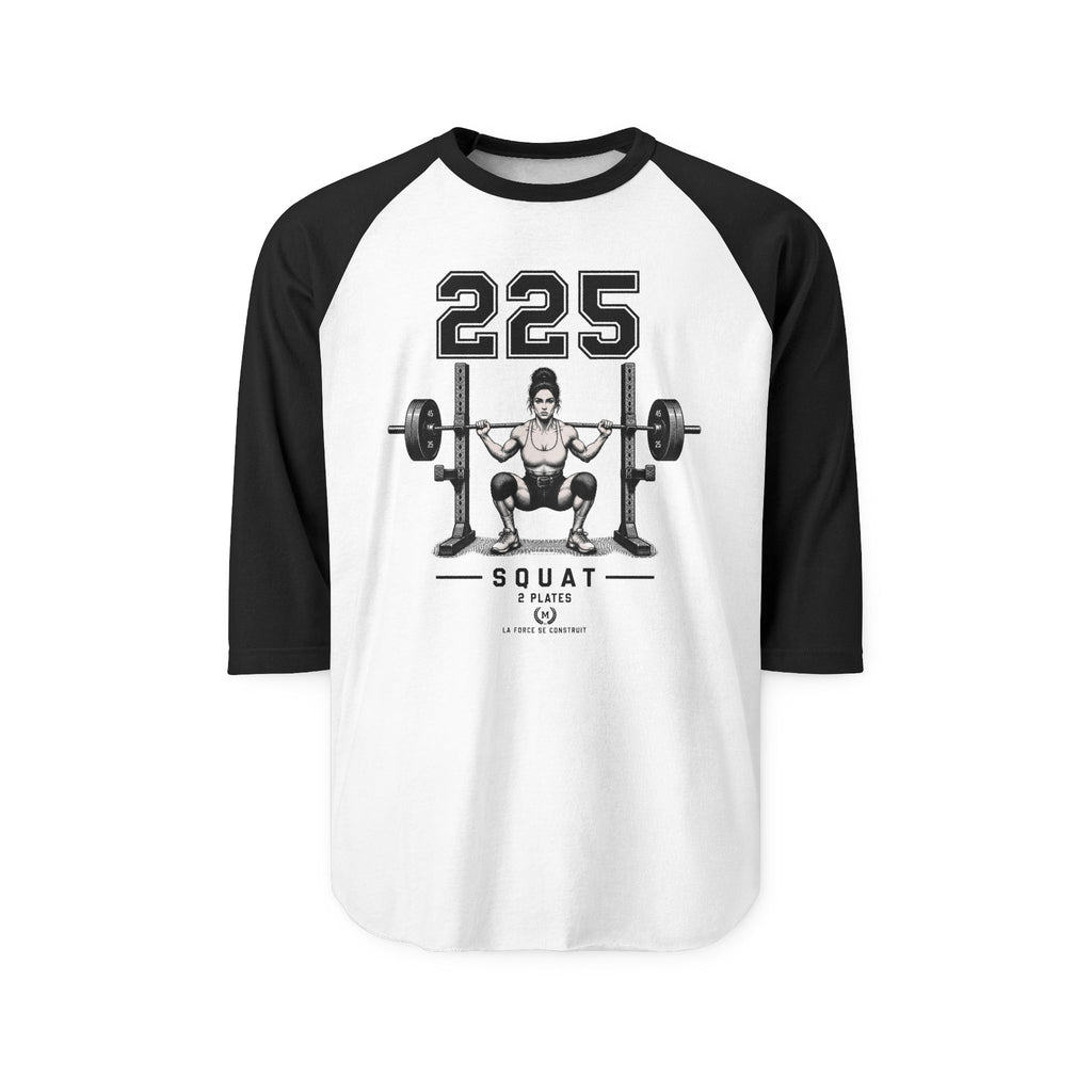 225 Squat Barbell Raglan Shirt | Weightlifting Powerlifting Graphic