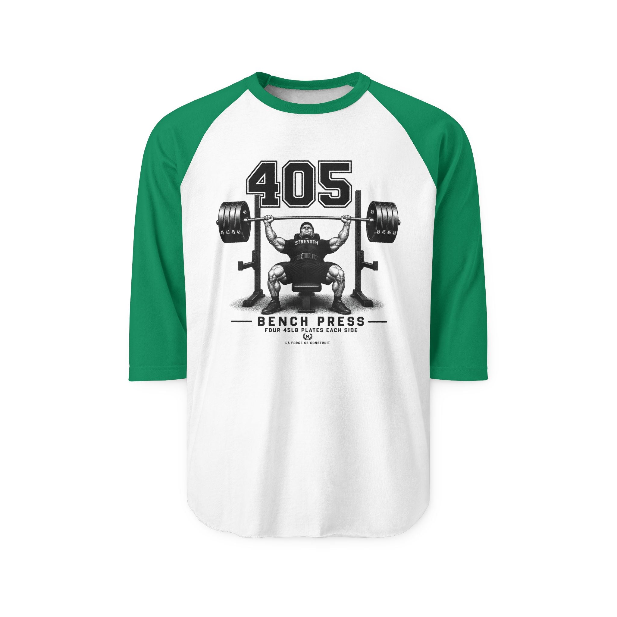 405 Bench Press Raglan Shirt — Vintage Powerlifting Tee
