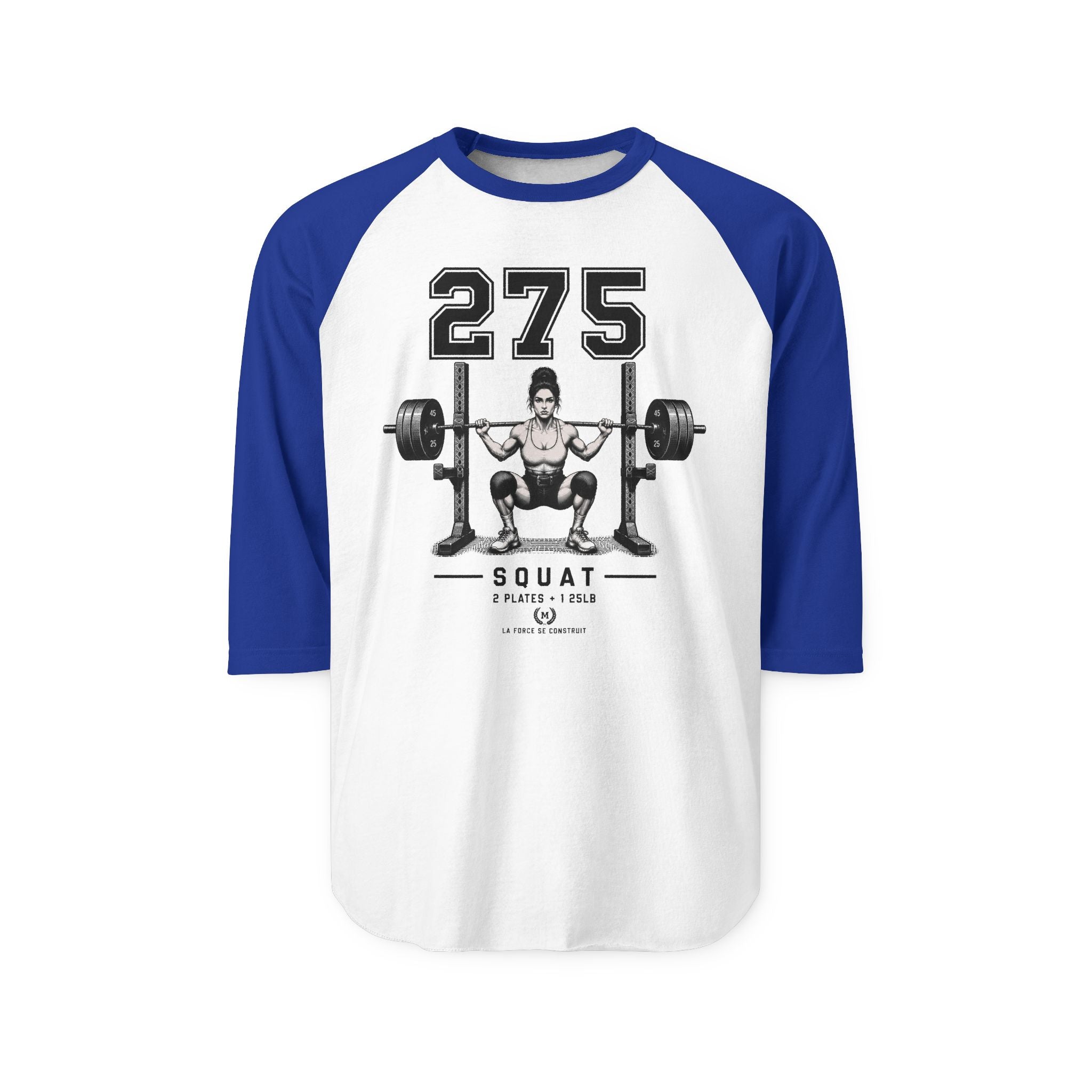 275 Squat Barbell Graphic Raglan Shirt | Weightlifting Fitness Tee
