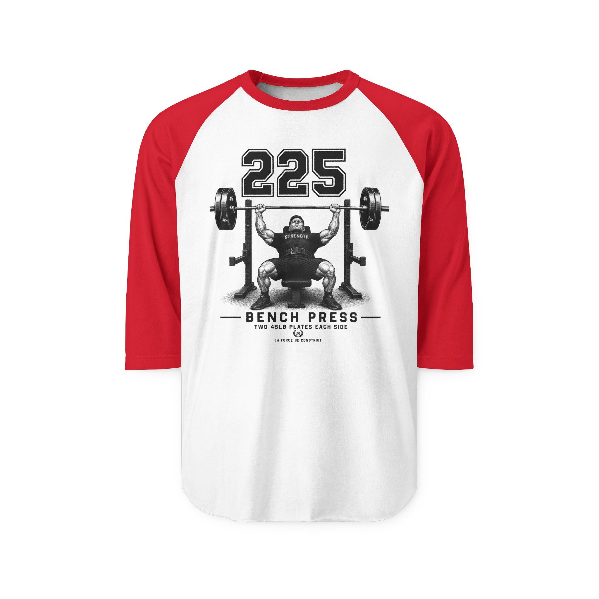 Raglan Shirt — 225 Bench Press Vintage Weightlifting Tee