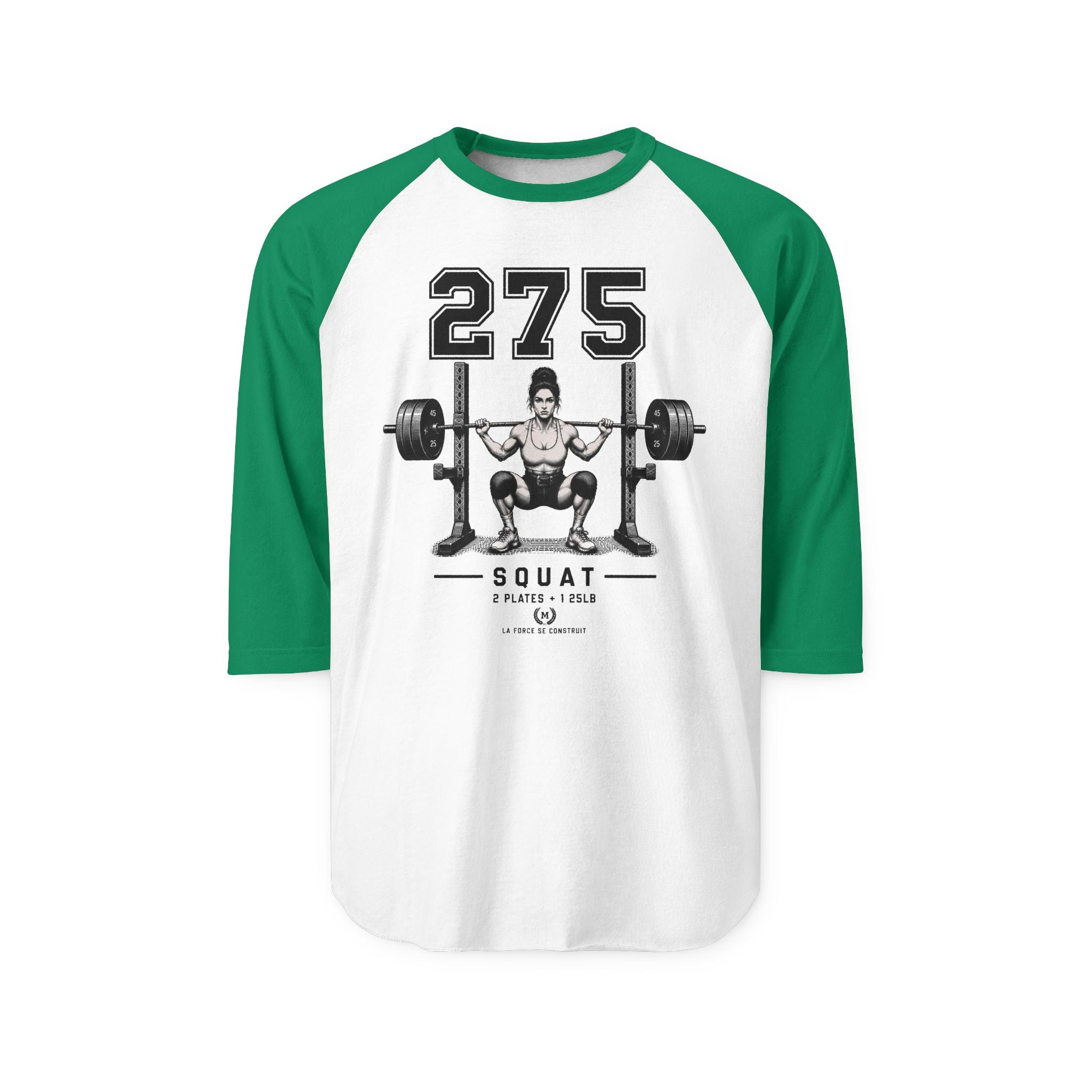 275 Squat Barbell Graphic Raglan Shirt | Weightlifting Fitness Tee