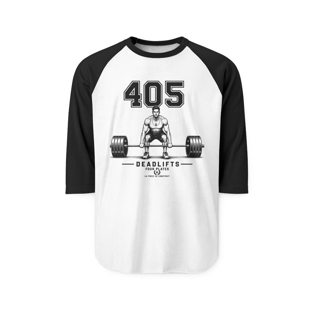 405 Deadlifts Raglan Shirt - Weightlifting Gym Tee