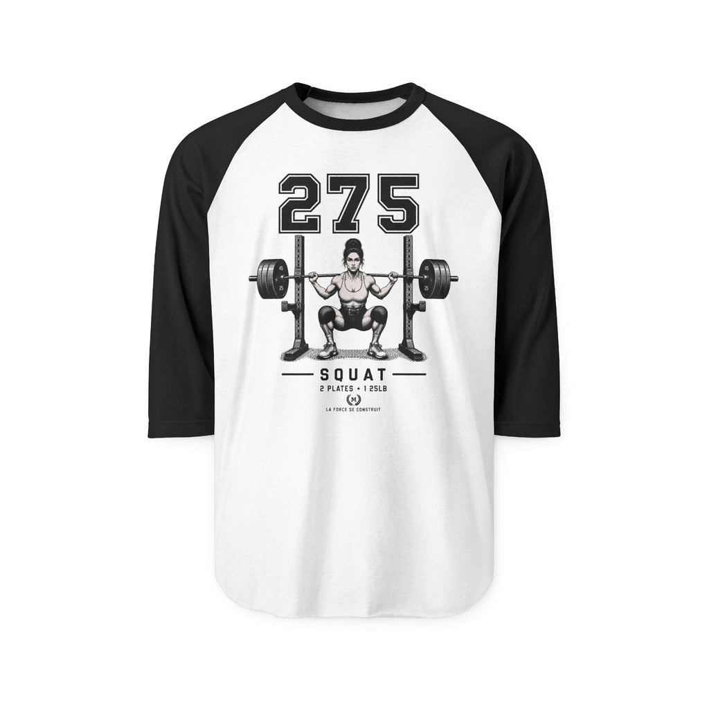 275 Squat Barbell Graphic Raglan Shirt | Weightlifting Fitness Tee