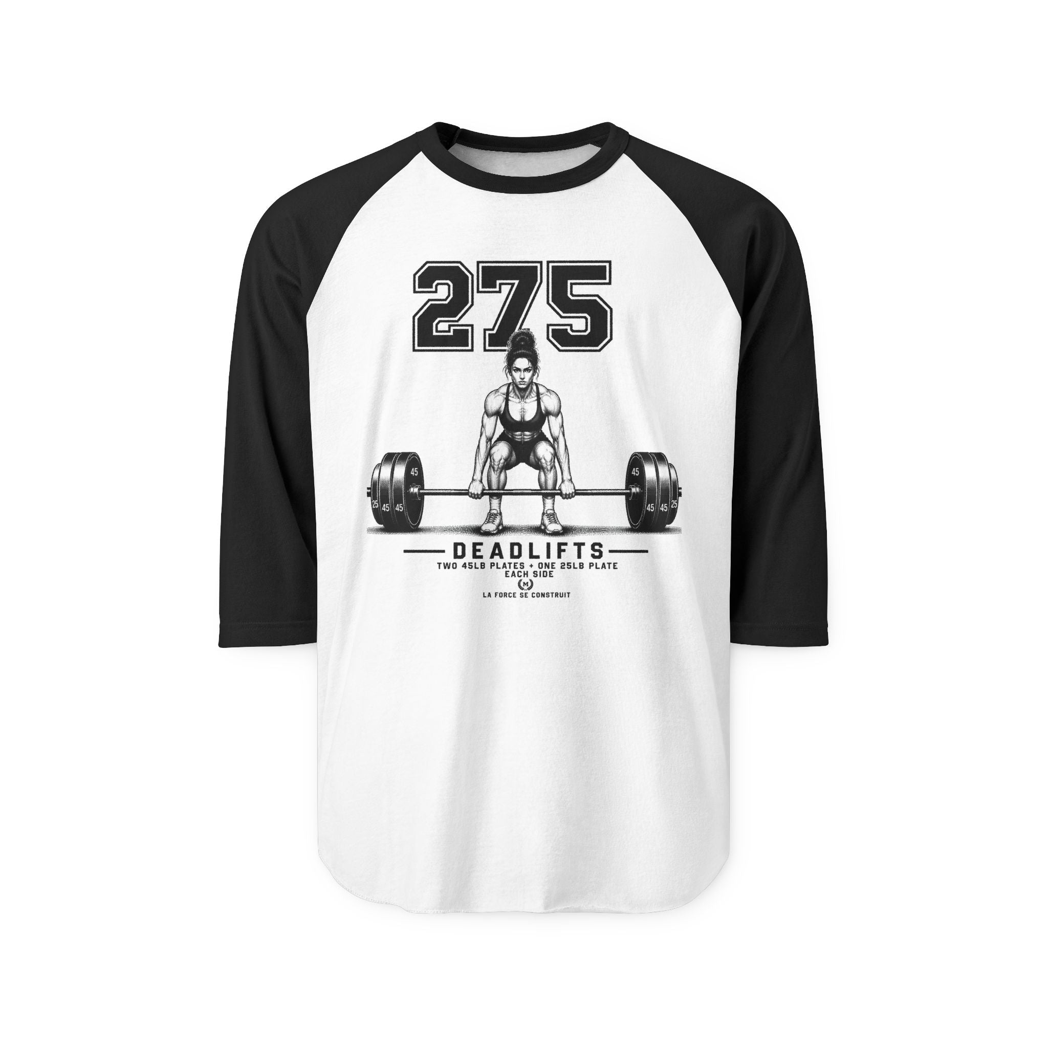 275 Deadlifts Raglan Shirt — Vintage Weightlifting Tee for Powerlifters