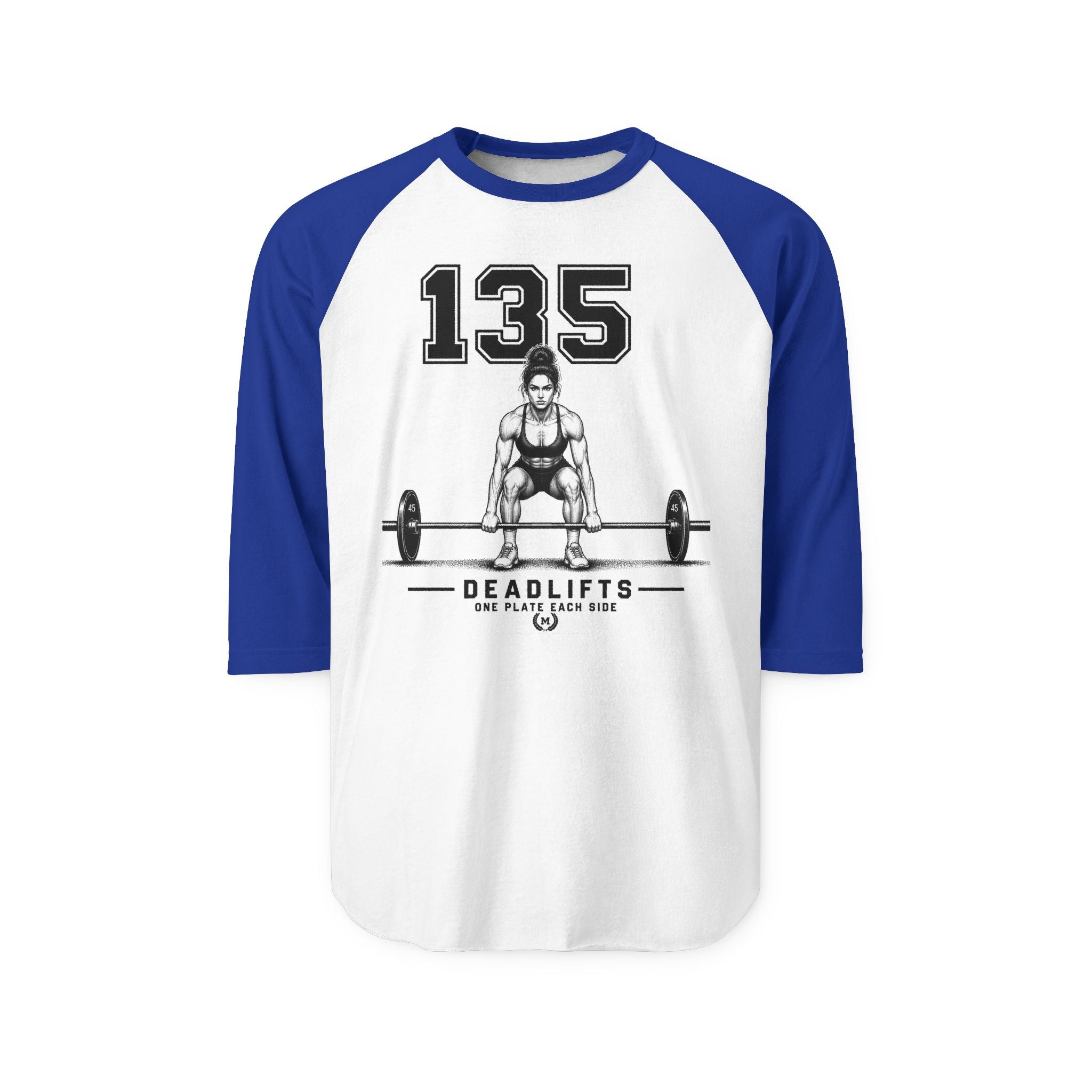 Deadlift 135 Raglan Shirt — Weightlifting Gym Fitness Tee