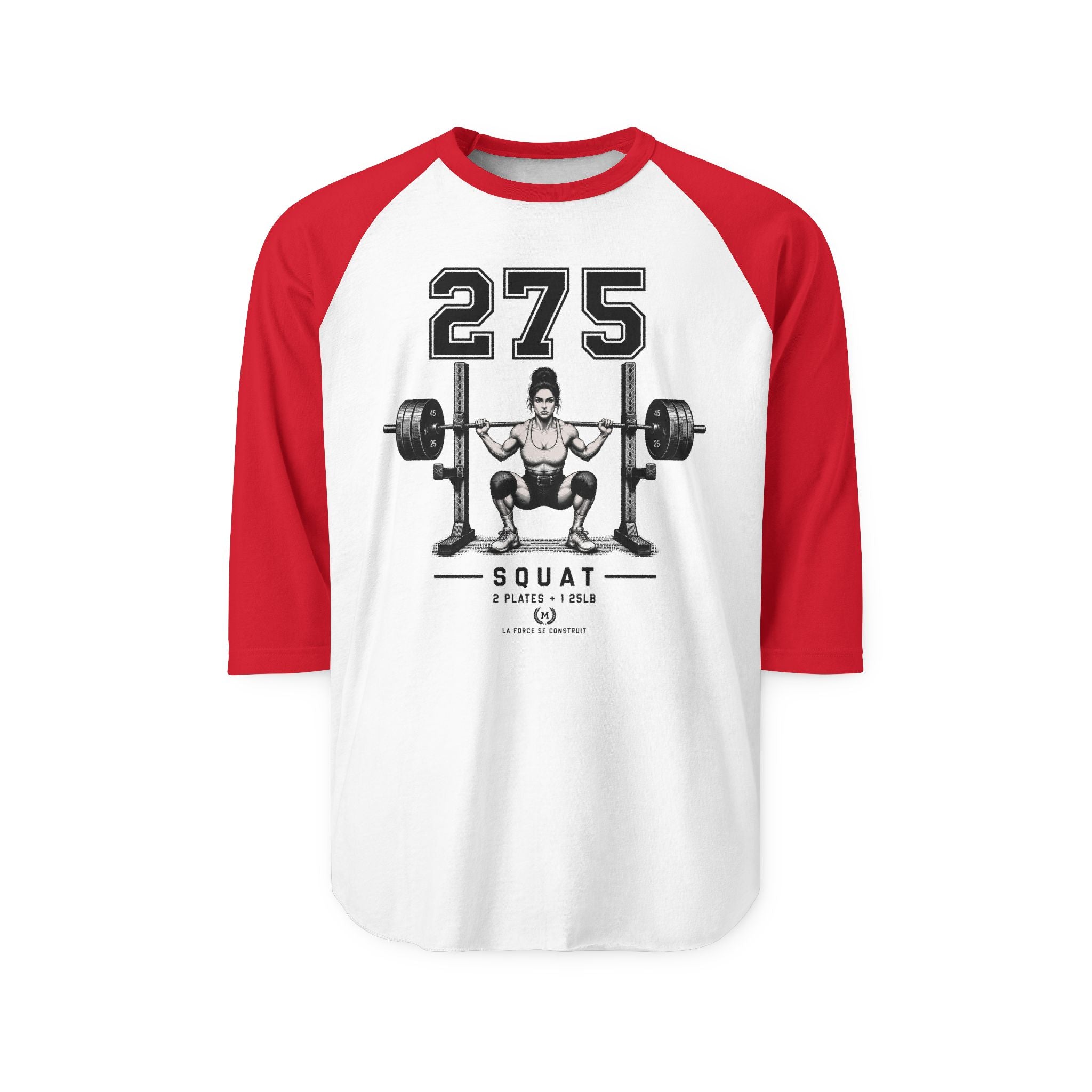 275 Squat Barbell Graphic Raglan Shirt | Weightlifting Fitness Tee