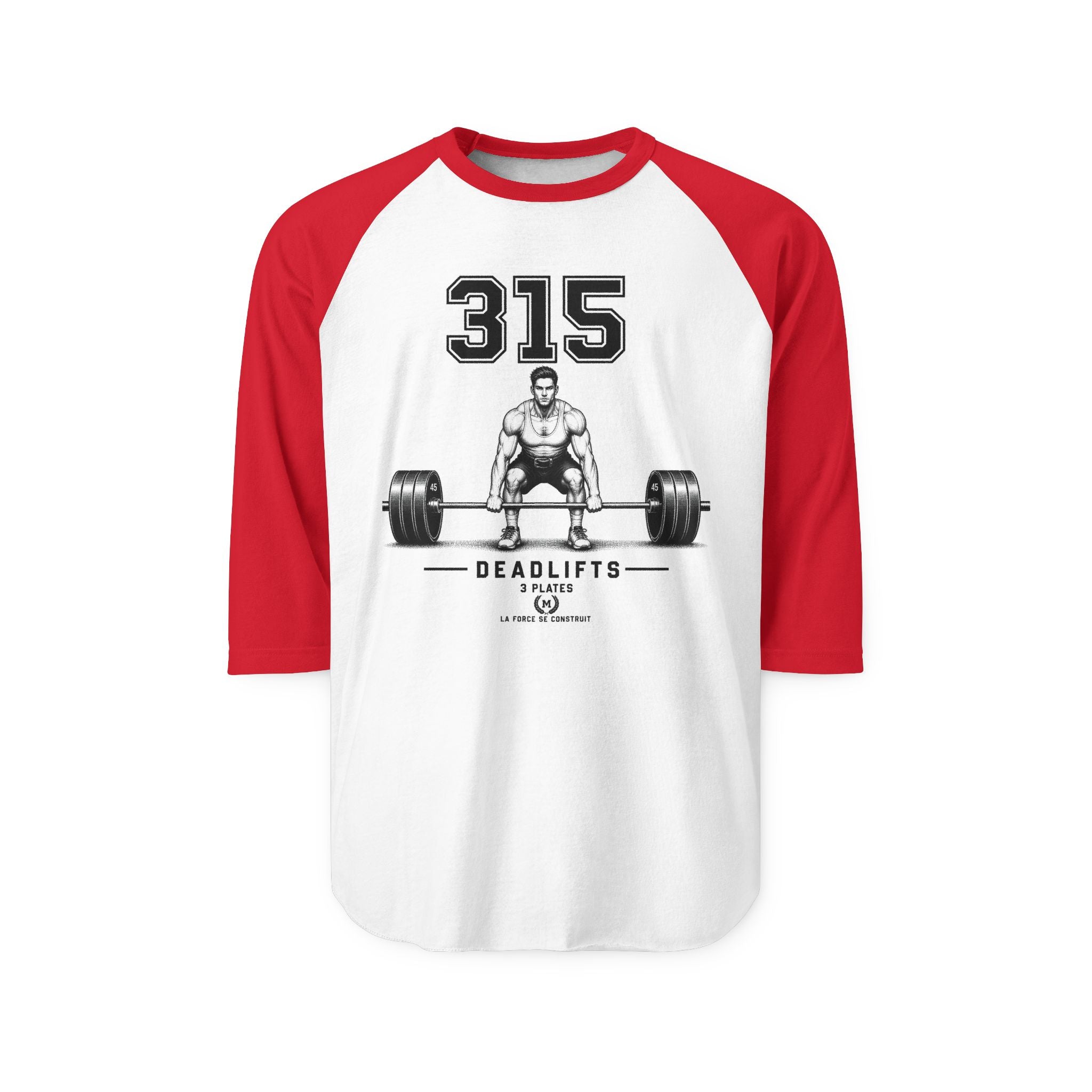 Deadlifts 315 Raglan Shirt — Vintage Weightlifting Baseball Tee
