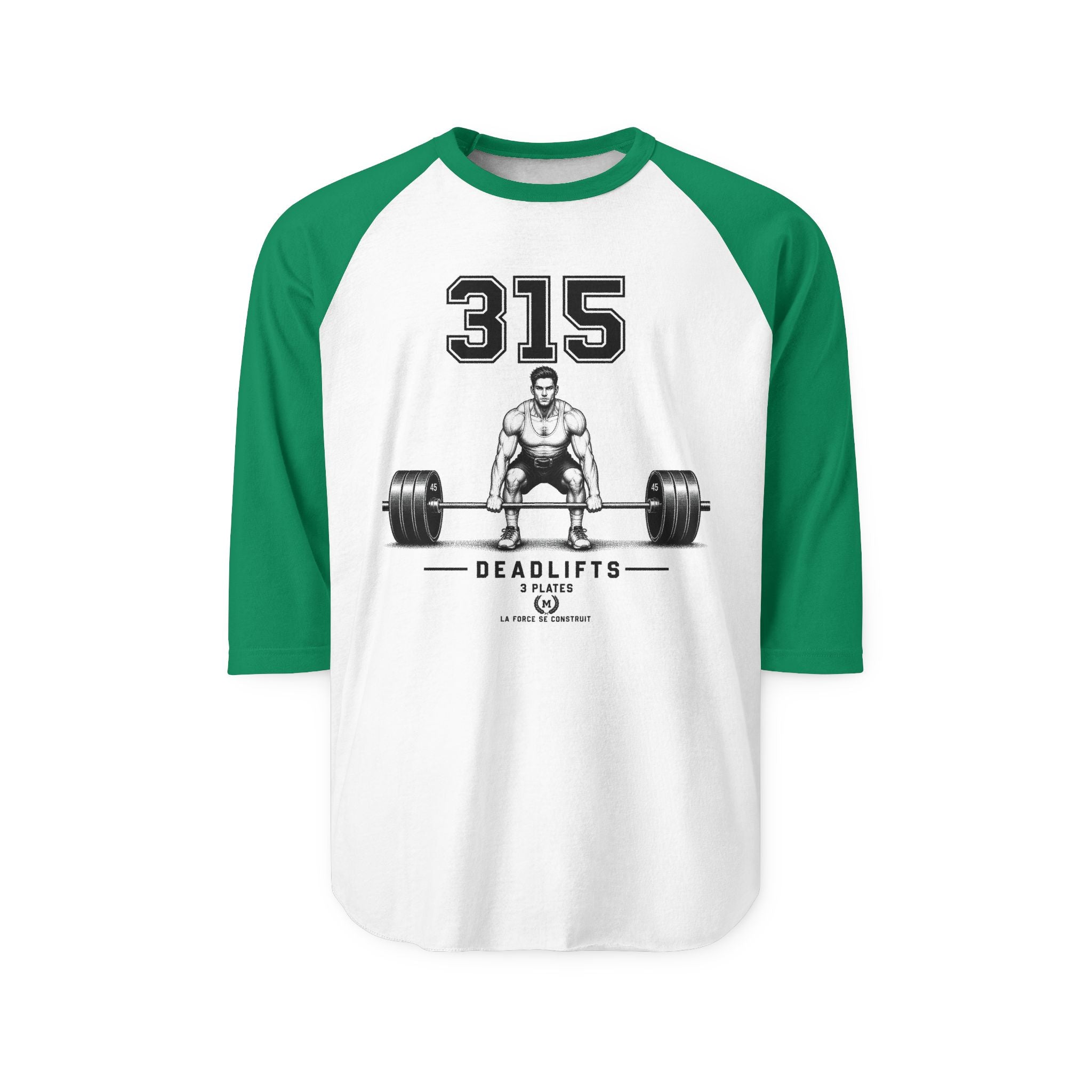 Deadlifts 315 Raglan Shirt — Vintage Weightlifting Baseball Tee
